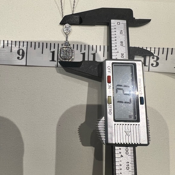 New Moissanite Asscher Cut Necklace 1.2CT, 18K White Gold Plated Sterling Silver - Picture 15 of 17